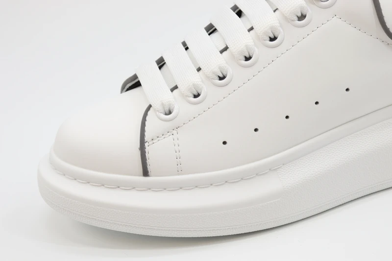 alexander mcqueen leather platform trainers sneakers gray-white replica