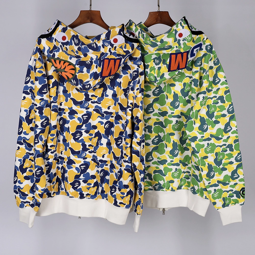 bape shark full zip hoodie (green / yellow)