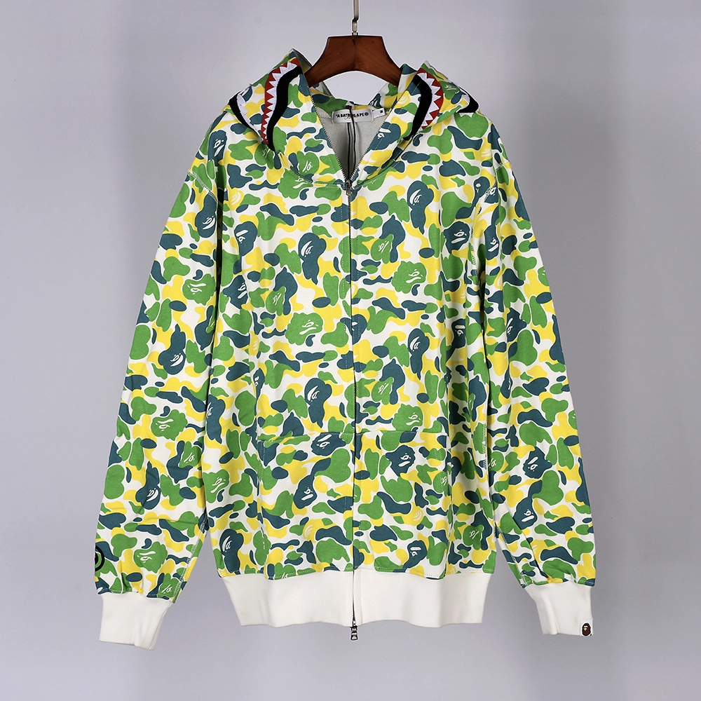 bape shark full zip hoodie (green / yellow)