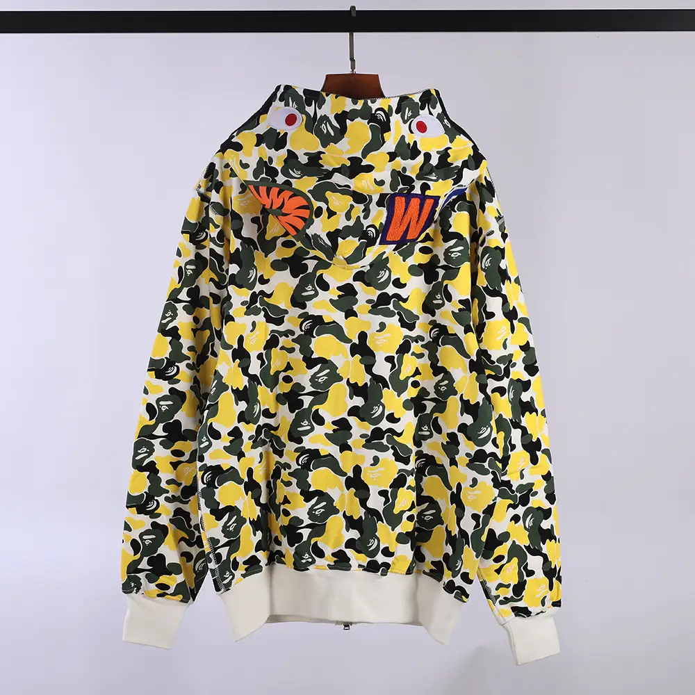 bape shark full zip hoodie (yellow / orange)