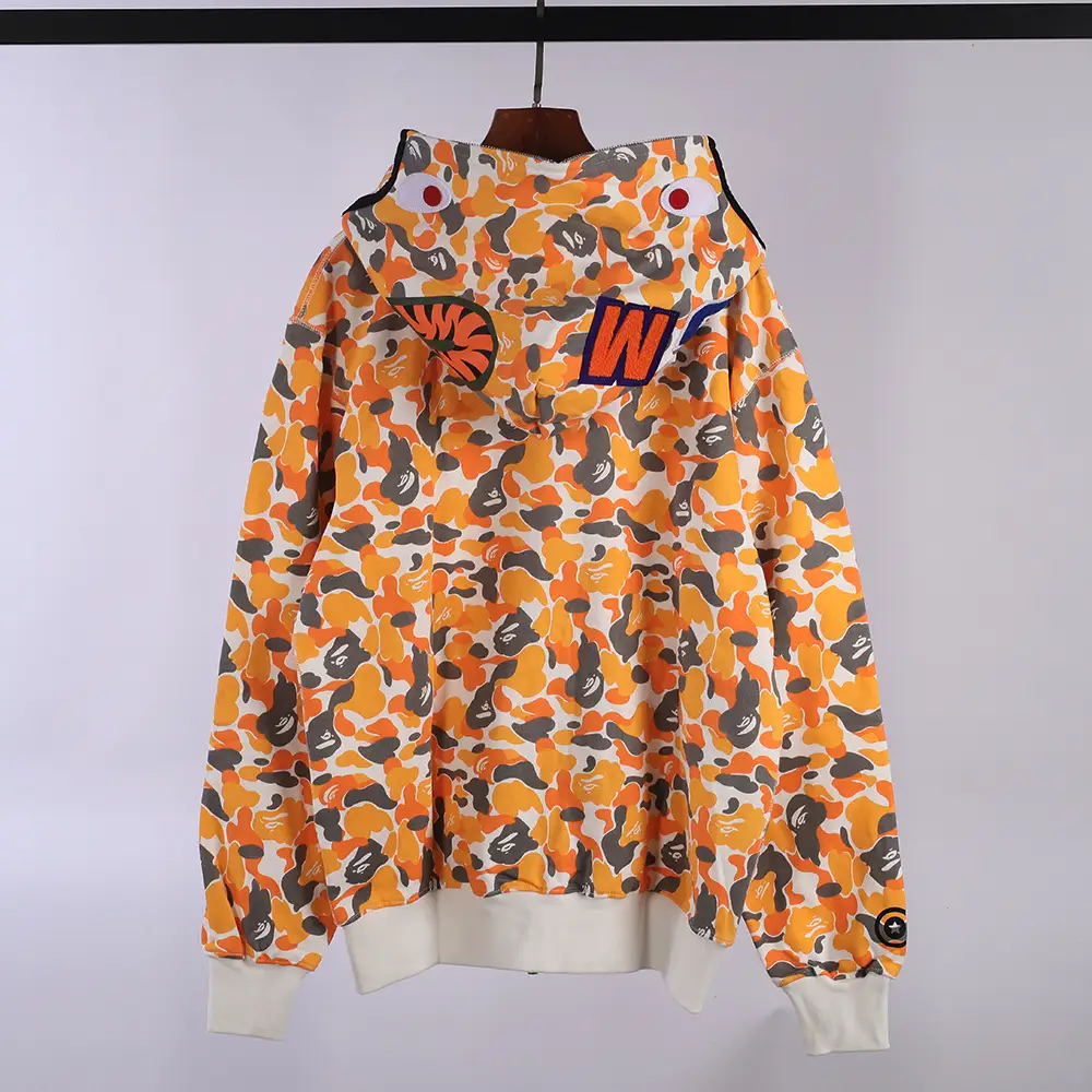 bape shark full zip hoodie (yellow / orange)