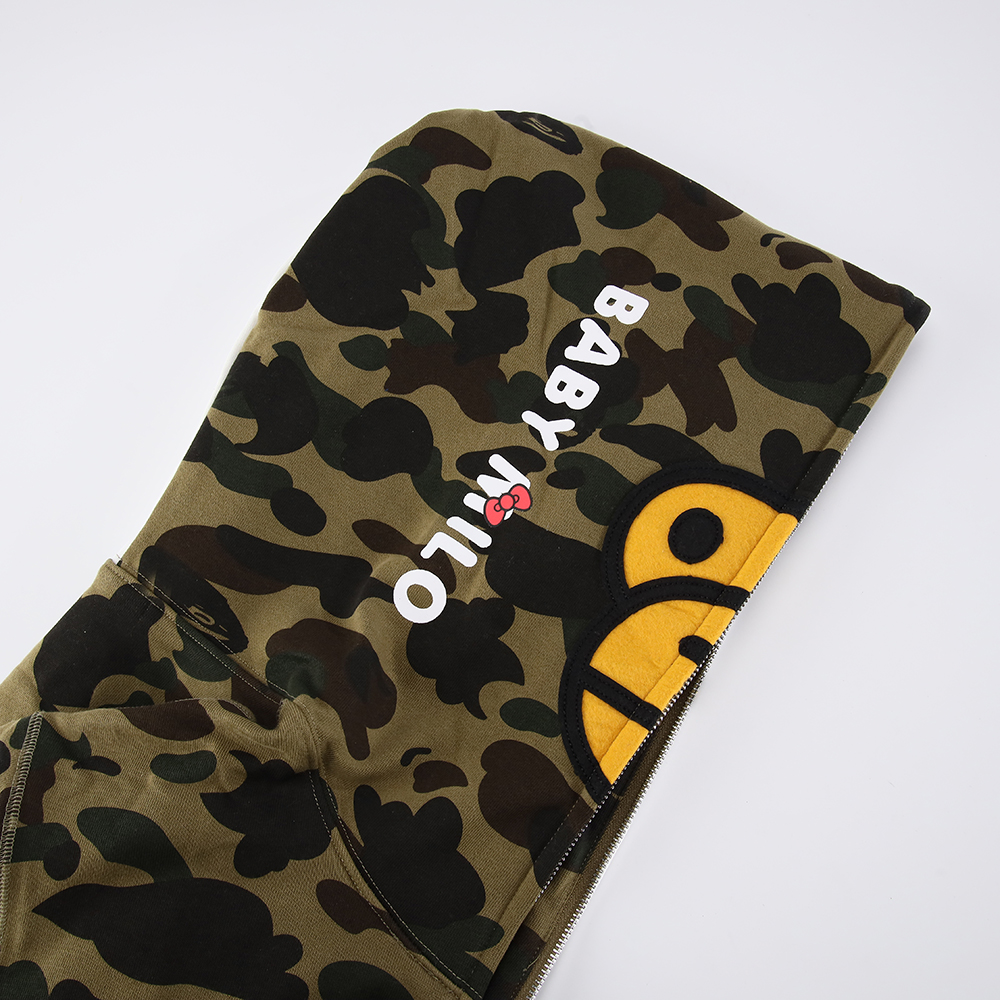 bape sanrio milo hello kitty split F**e 1st camo full zip hoodie yellow