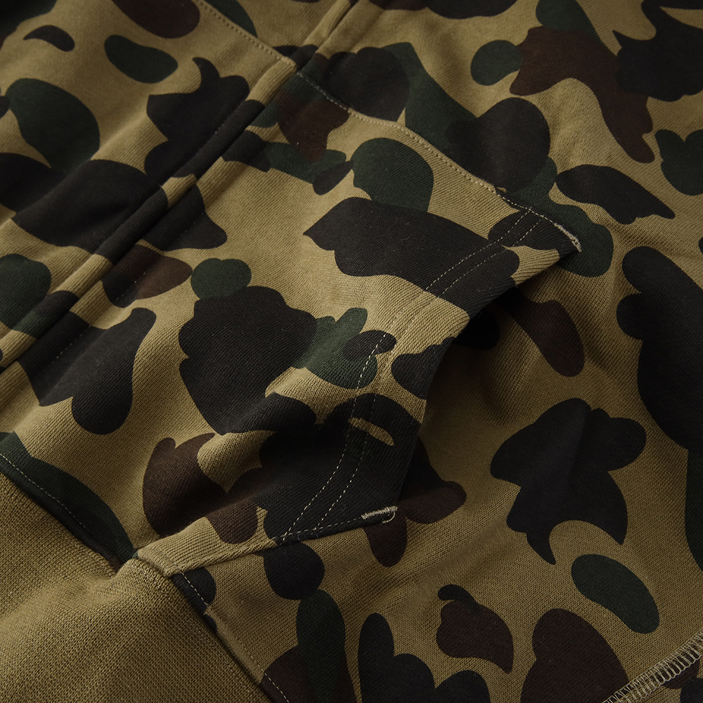 bape sanrio milo hello kitty split F**e 1st camo full zip hoodie yellow