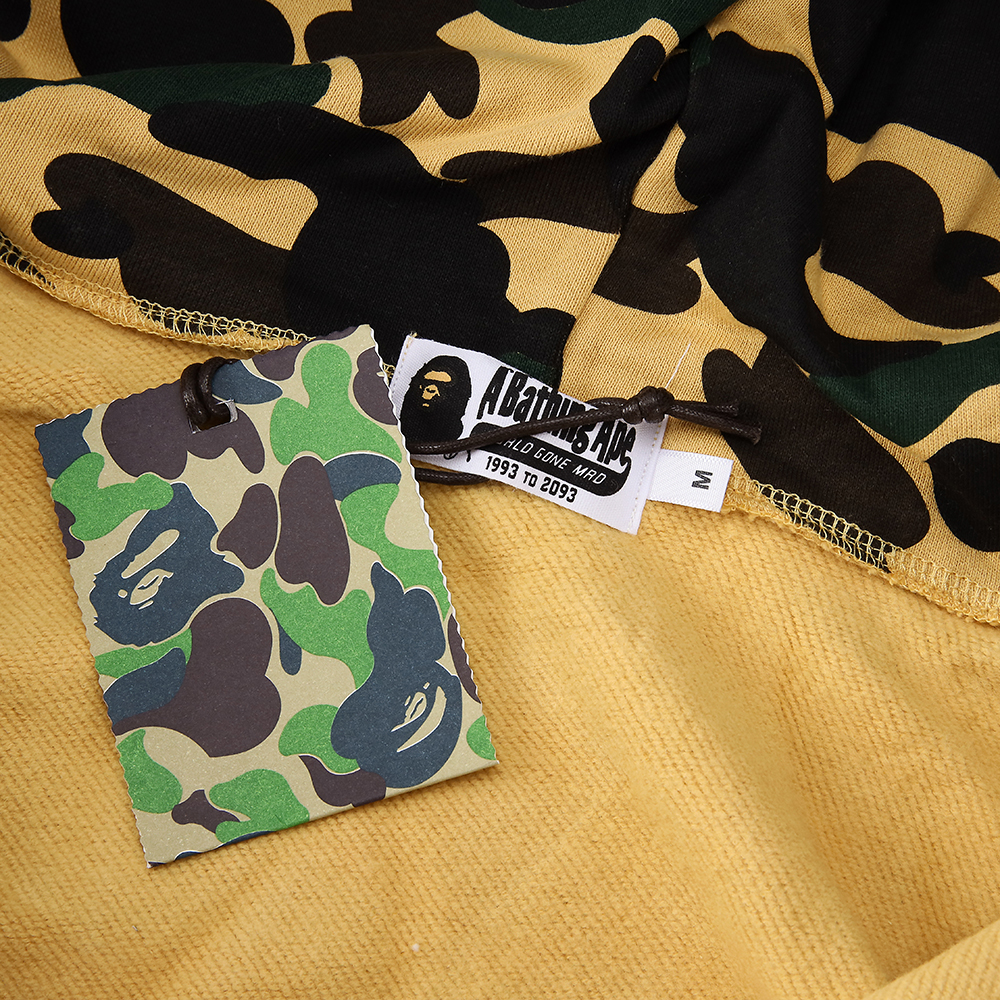 bape sanrio milo hello kitty split F**e 1st camo full zip hoodie yellow