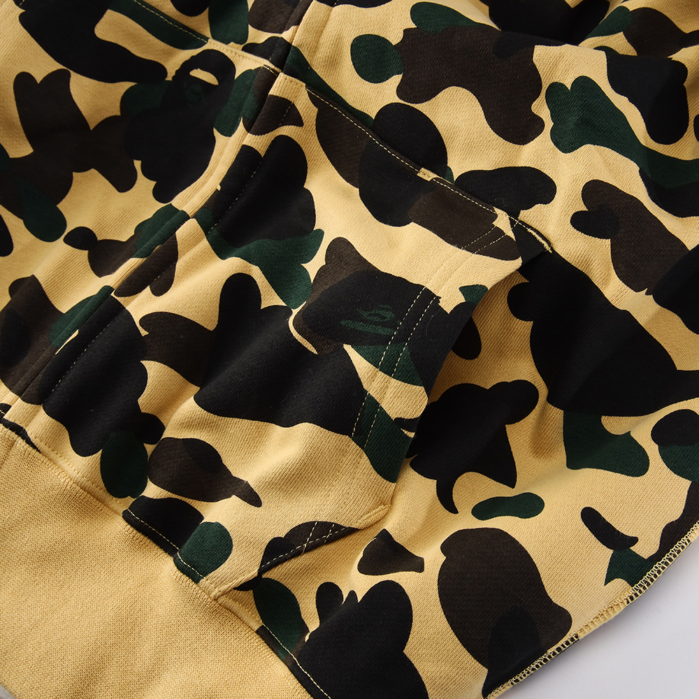 bape sanrio milo hello kitty split F**e 1st camo full zip hoodie yellow